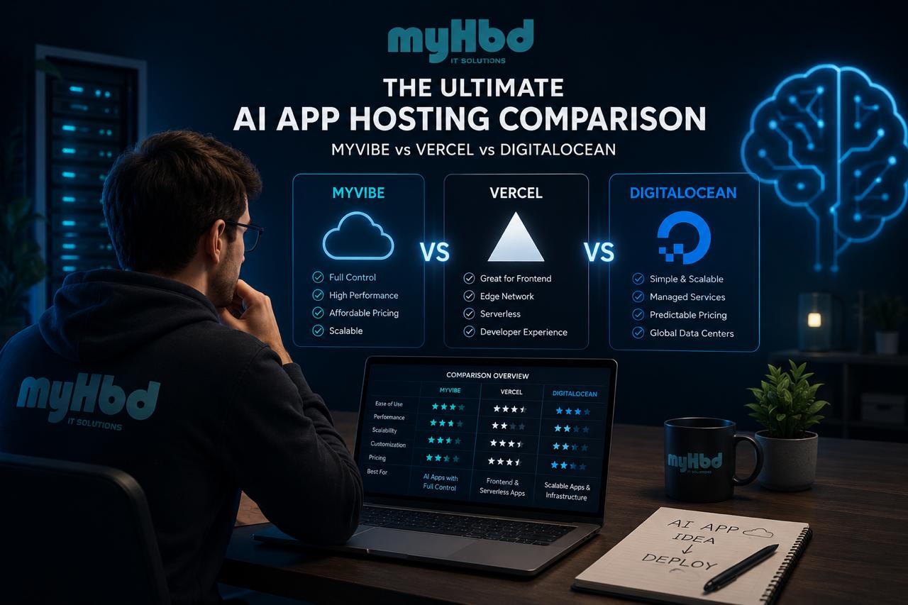 The Ultimate AI App Hosting Comparison: MyVibe vs. Vercel vs. DigitalOcean